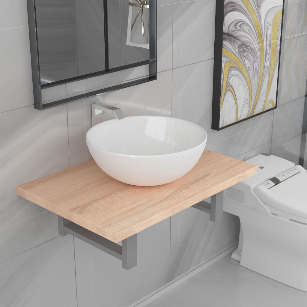 Two Piece Bathroom Furniture Set Ceramic White