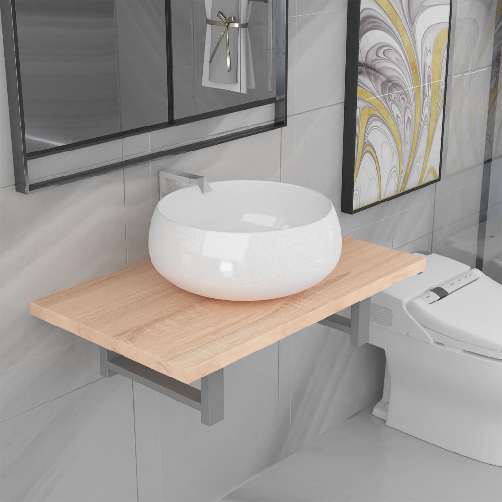 Two Piece Bathroom Furniture Set Ceramic White