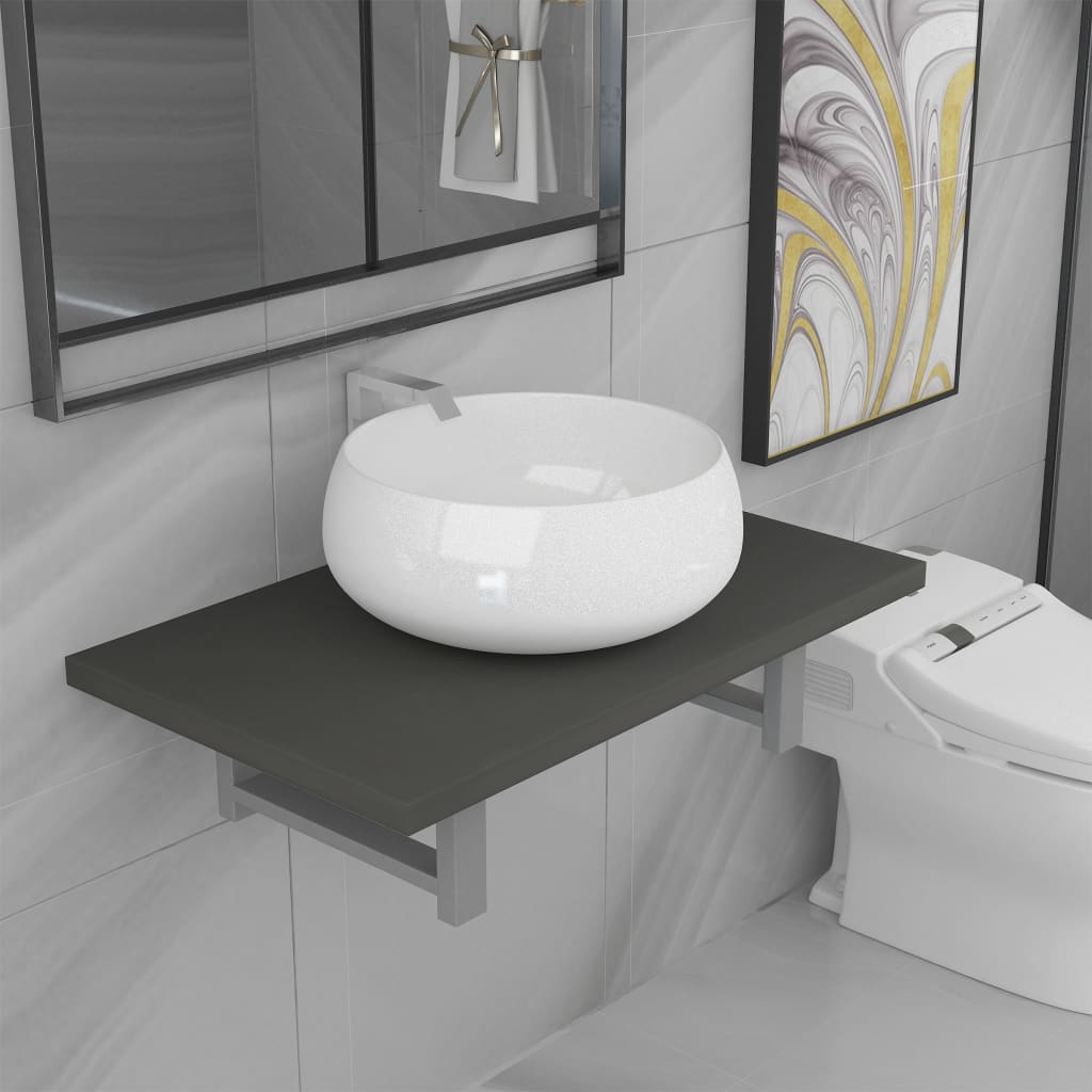 Two Piece Bathroom Furniture Set Ceramic White