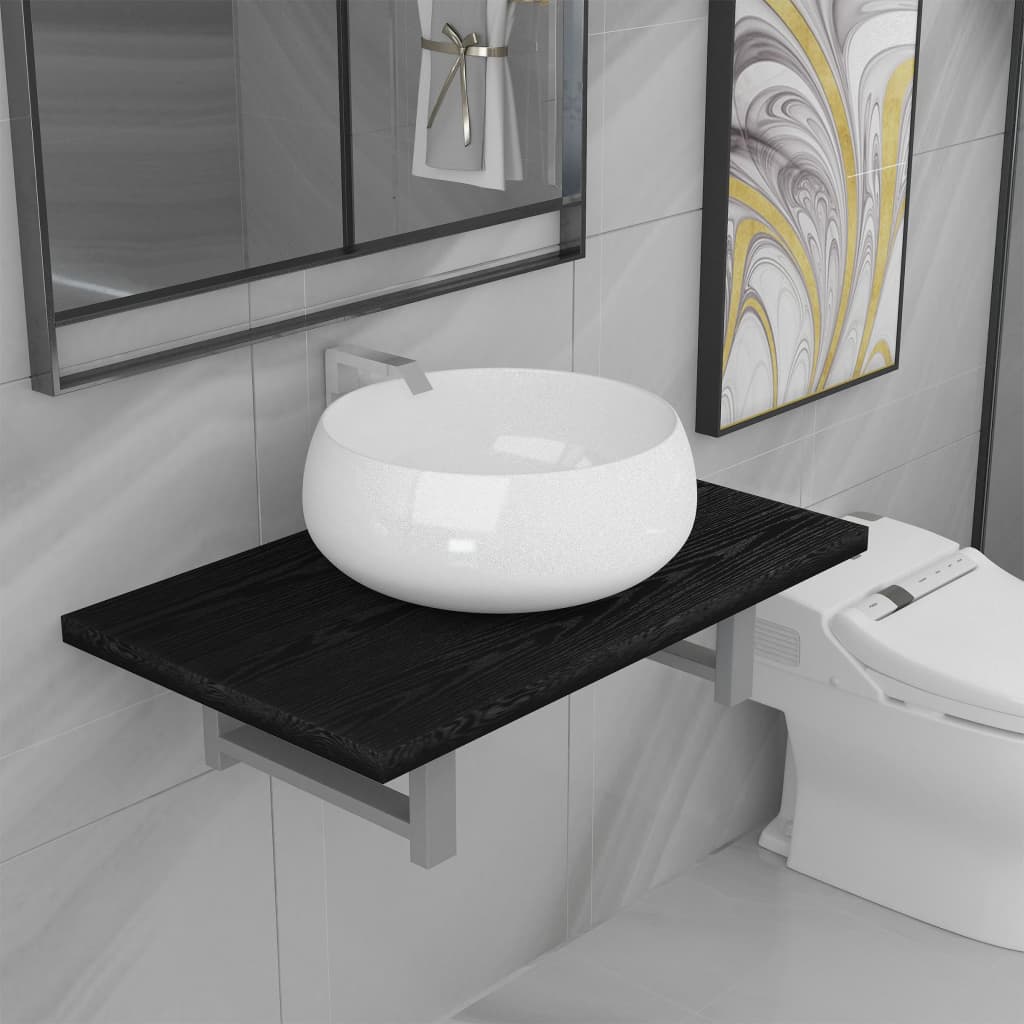 Two Piece Bathroom Furniture Set Ceramic White