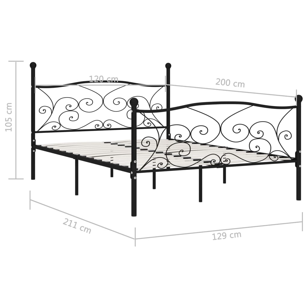 Bed Frame Without Mattress With Slatted Base Metal