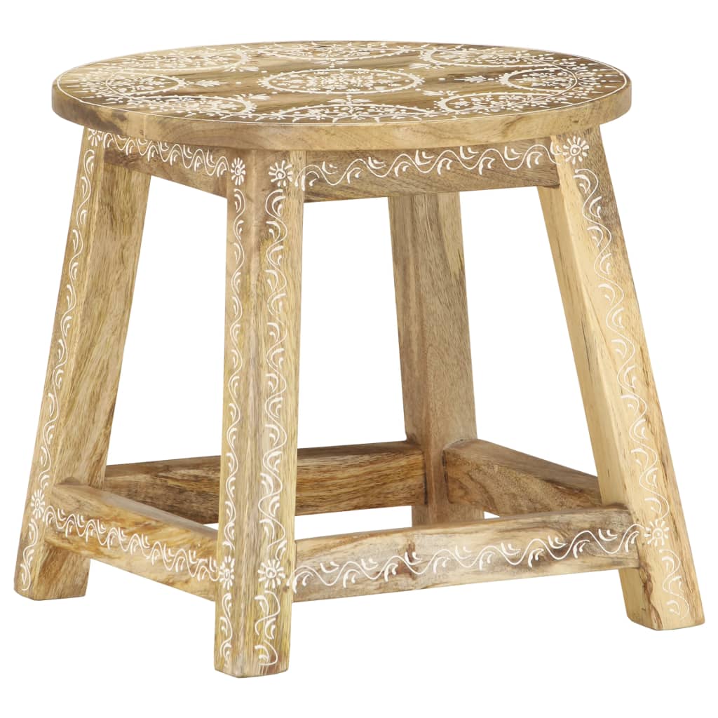 Hand-Painted Stool 38X38X35 Cm Solid Mango Wood