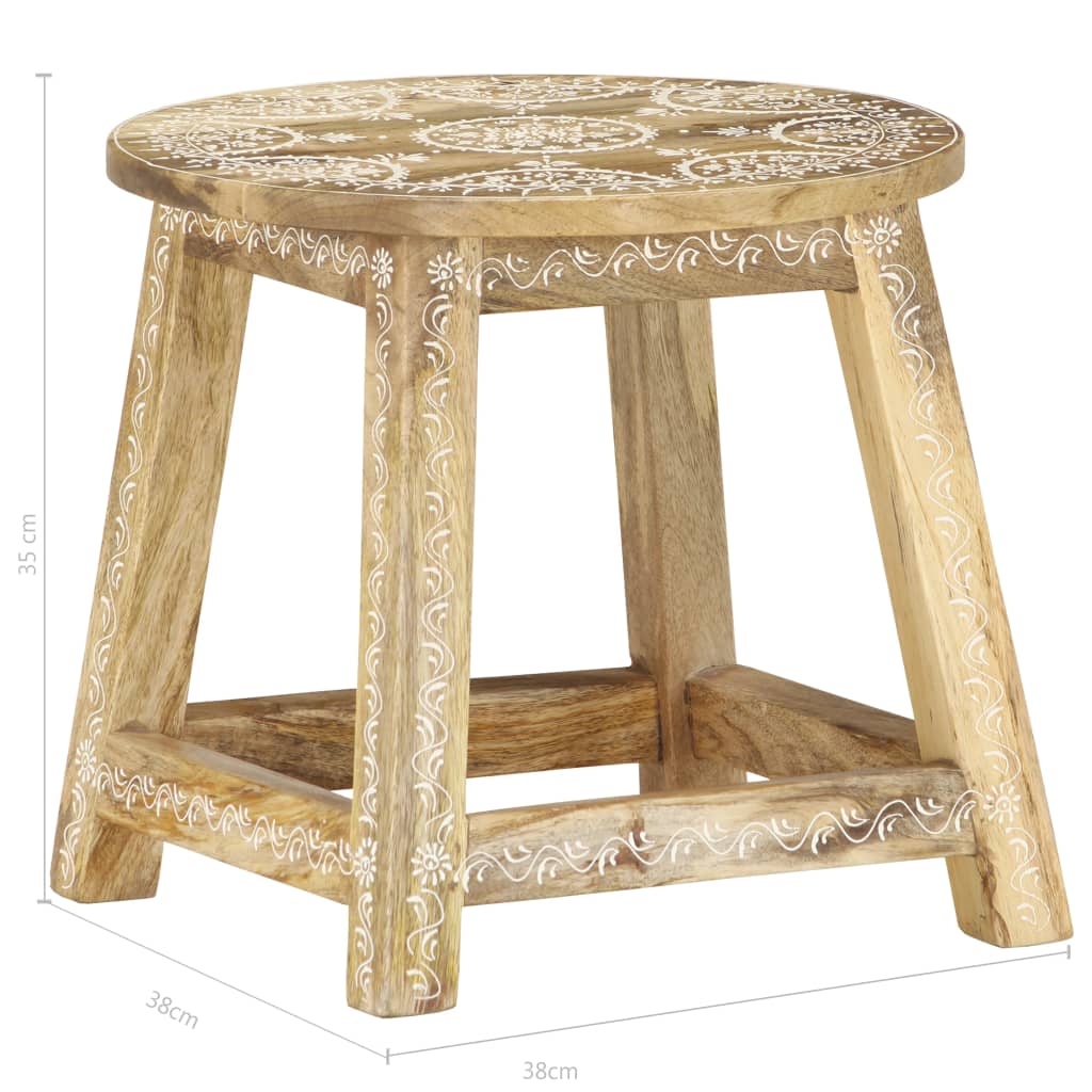 Hand-Painted Stool 38X38X35 Cm Solid Mango Wood
