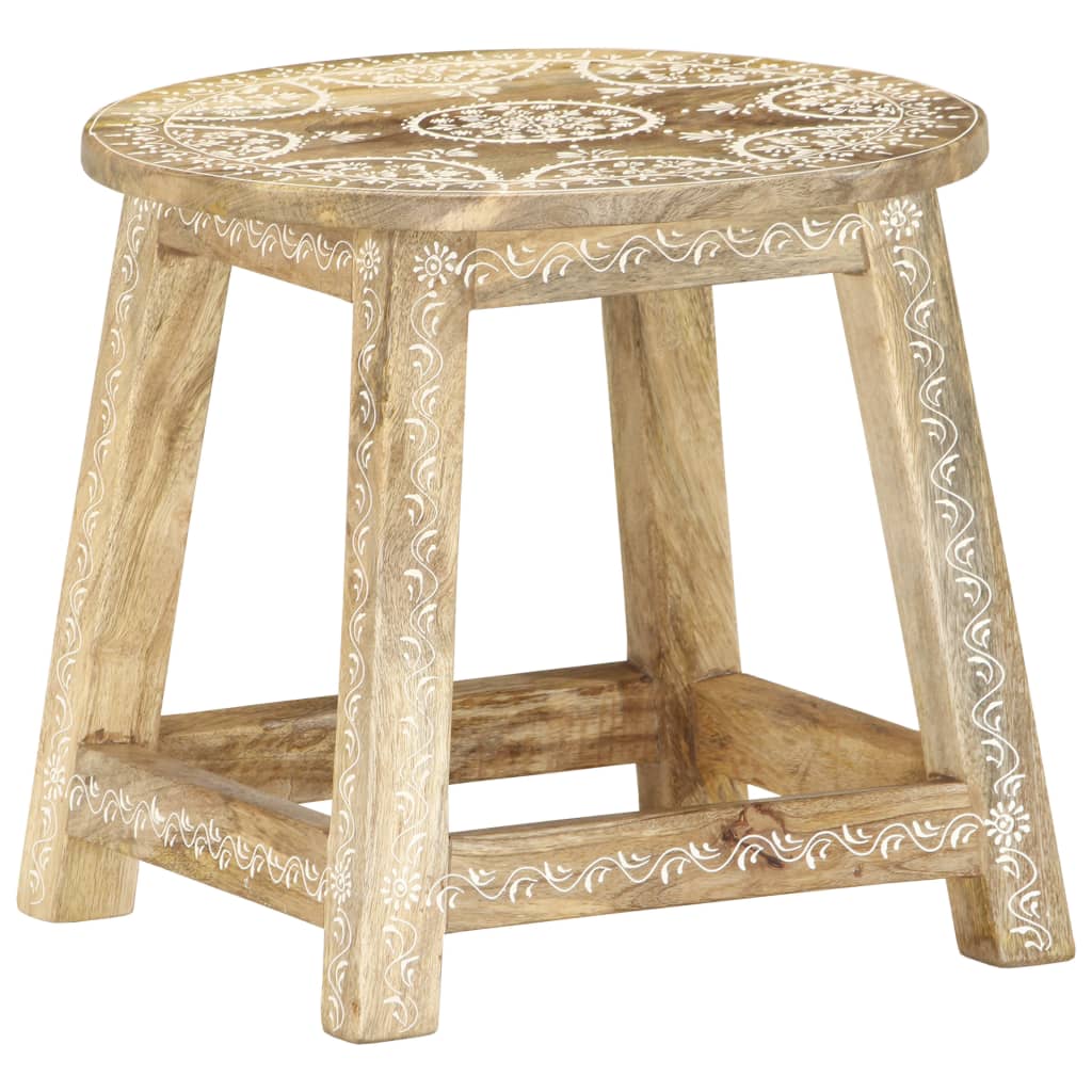 Hand-Painted Stool 38X38X35 Cm Solid Mango Wood