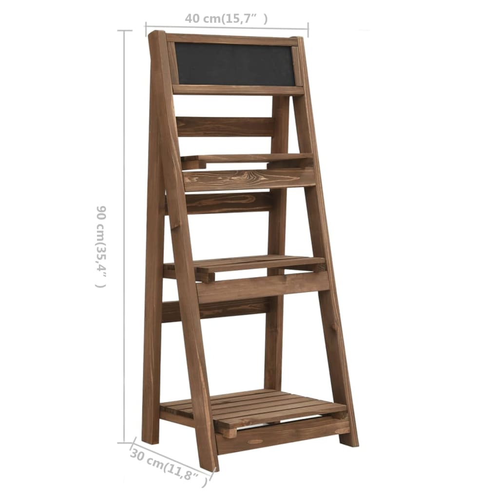 3-Tier Plant Stand With Blackboard 40X30X90 Cm Solid Fir Wood
