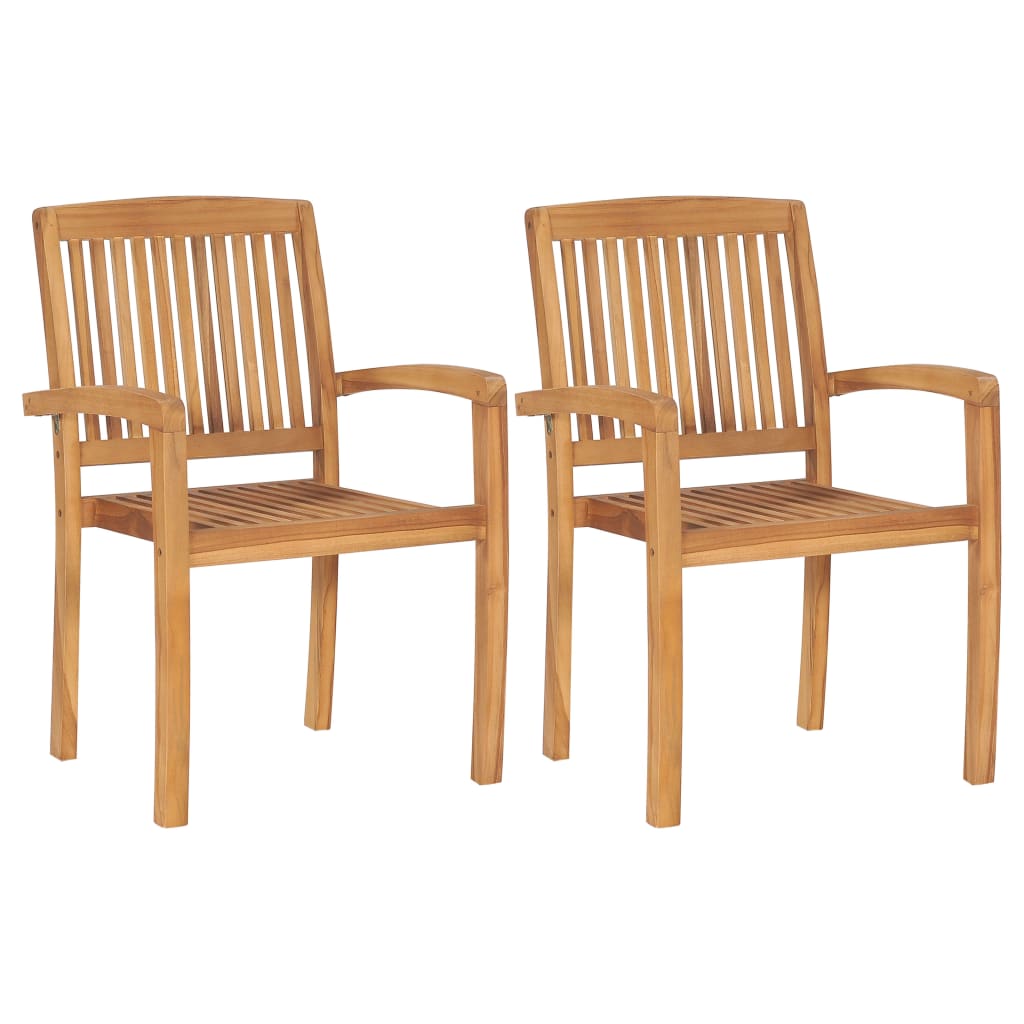 Stacking Garden Chairs 4 Pcs Solid Teak Wood