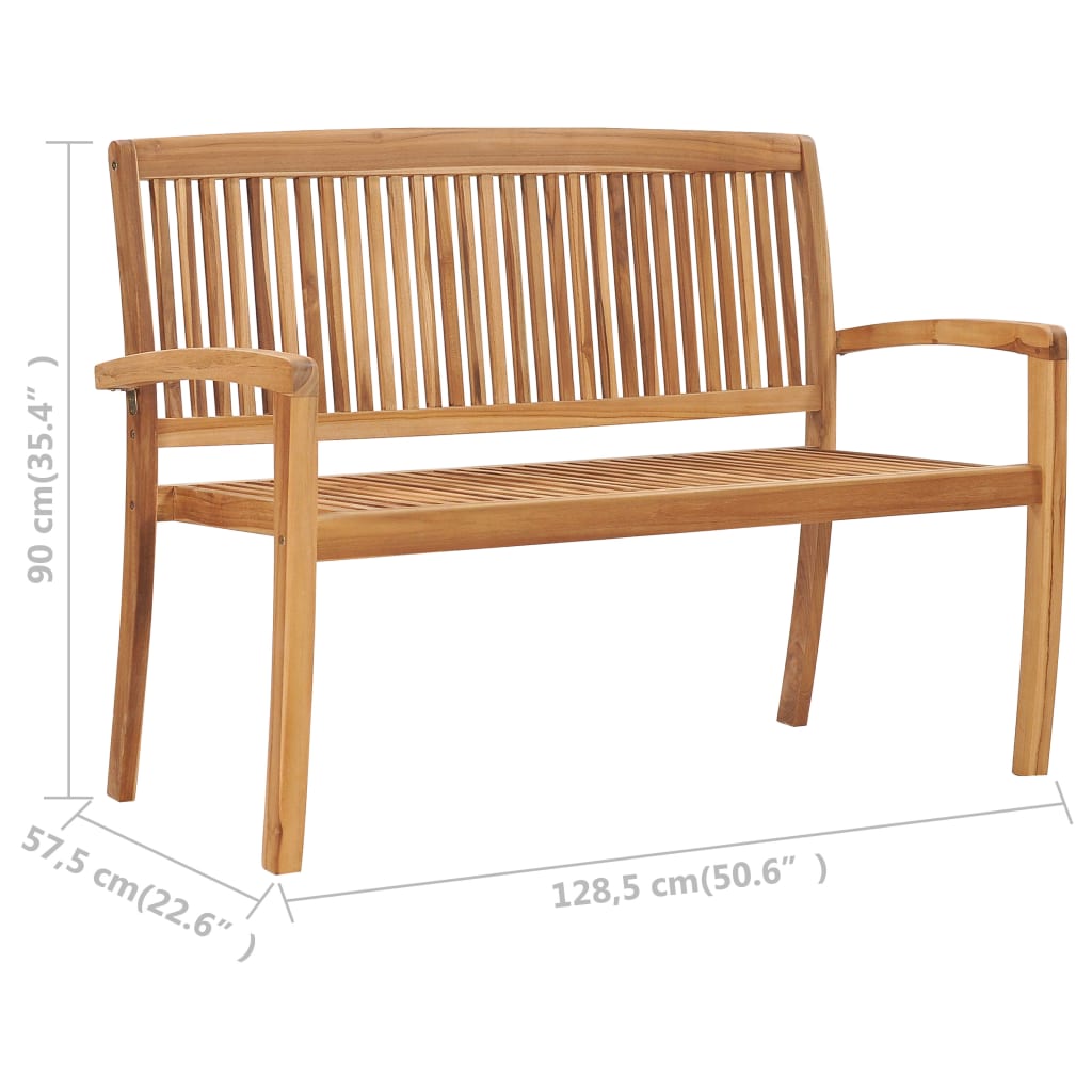 2-Seater Stacking Garden Bench Solid Teak Wood