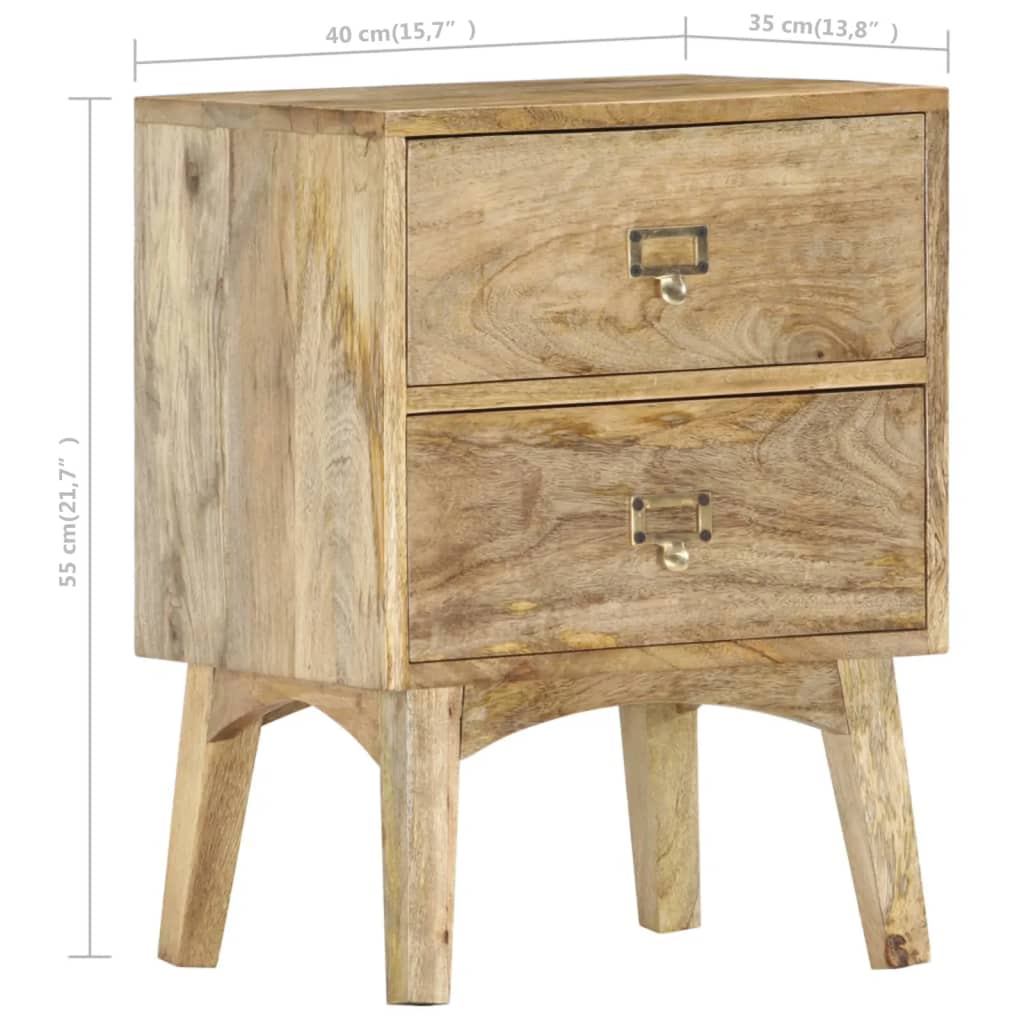 Bedside Cabinet 40X35X55 Cm Solid Mango Wood
