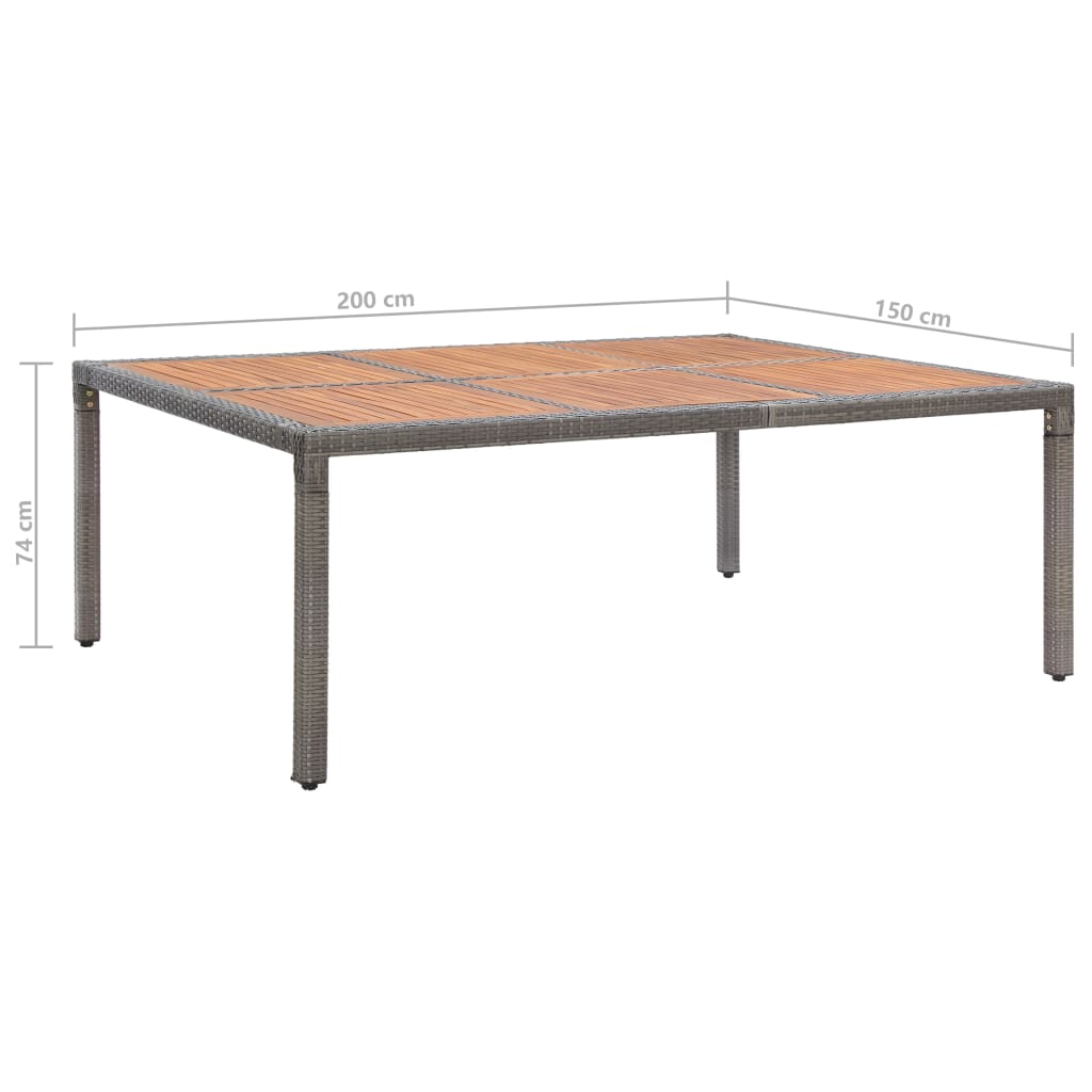 Garden Table Poly Rattan And Acacia Wood