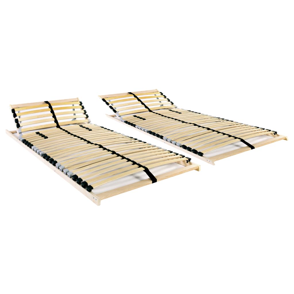Slatted Bed Bases Without Mattress 2 Pcs With
