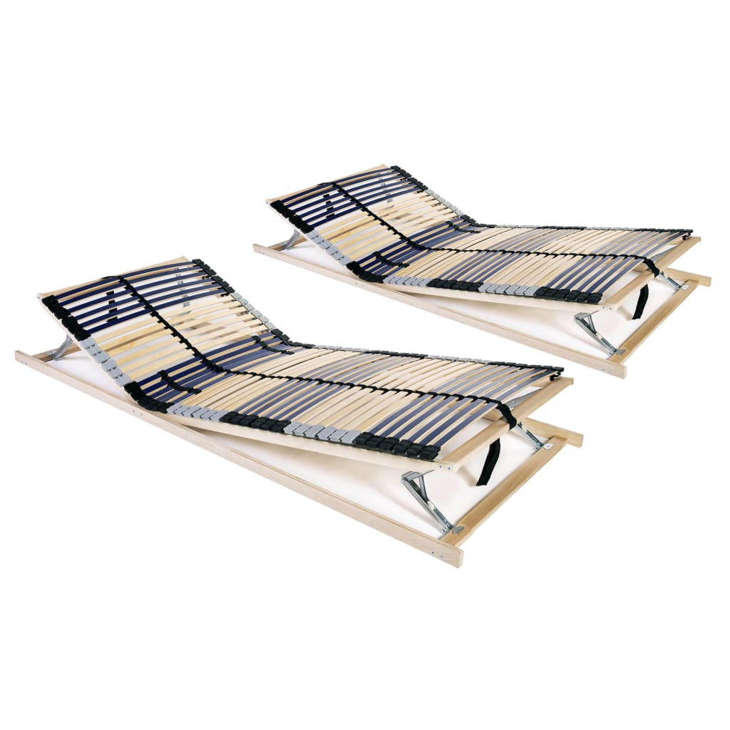 Slatted Bed Bases Without Mattress 2 Pcs With
