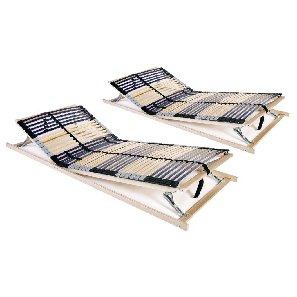 Slatted Bed Bases Without Mattress 2 Pcs With