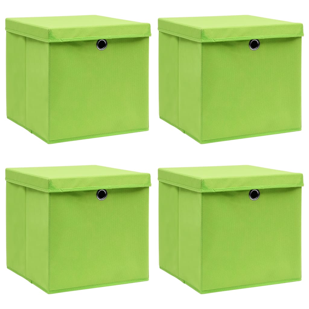Storage Boxes With Lids 4 Pcs Grey 32X32X32 Cm Fabric