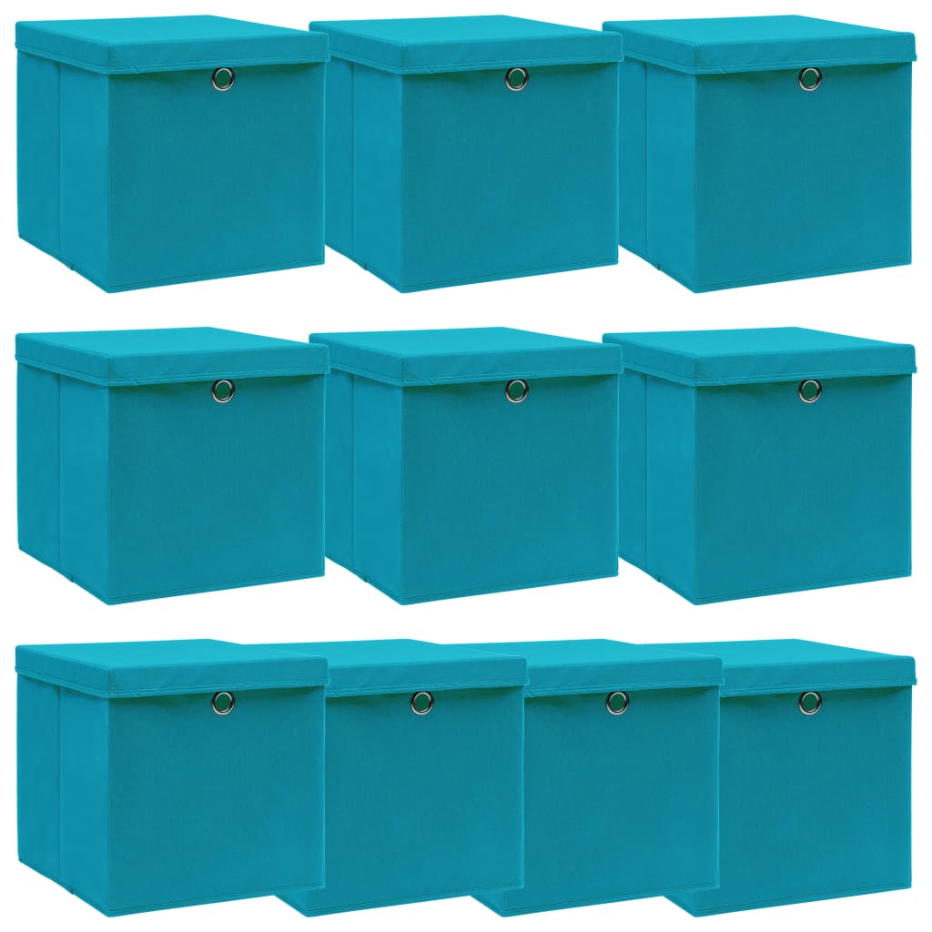 Storage Boxes With Lids 4 Pcs Grey 32X32X32 Cm Fabric