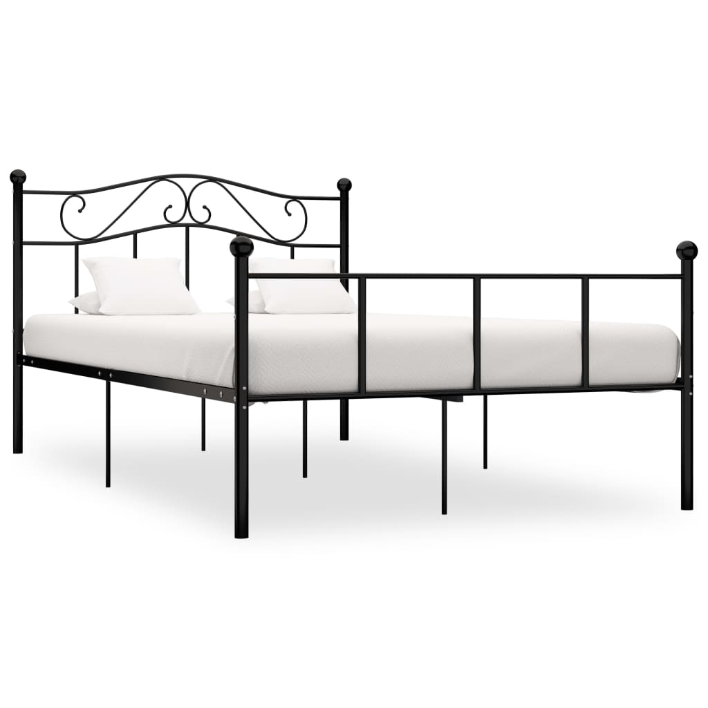 284526 Bed Frame Without Mattress Black Metal 140X200 Cm