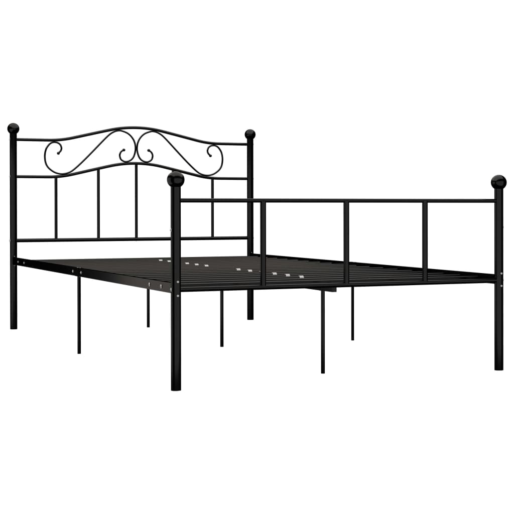 284526 Bed Frame Without Mattress Black Metal 140X200 Cm