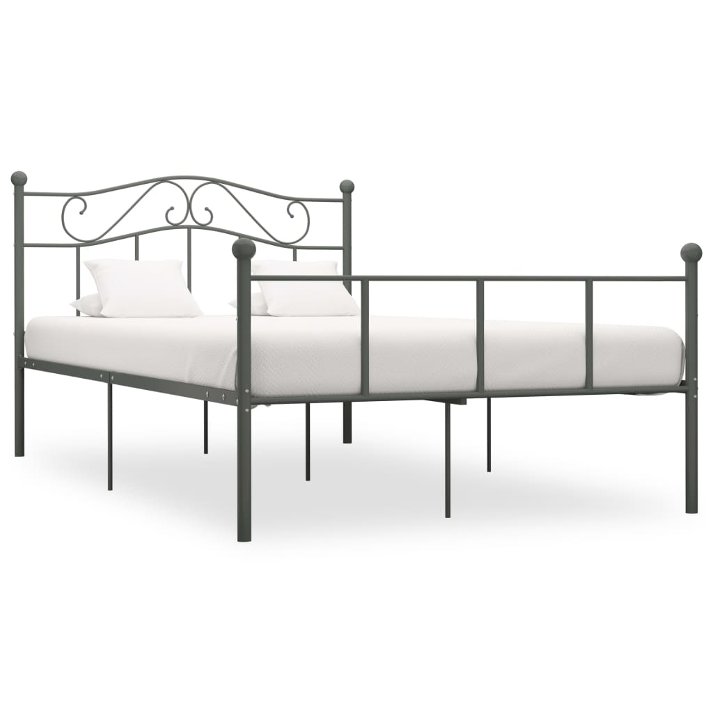 284532 Bed Frame Without Mattress Grey Metal 120X200 Cm