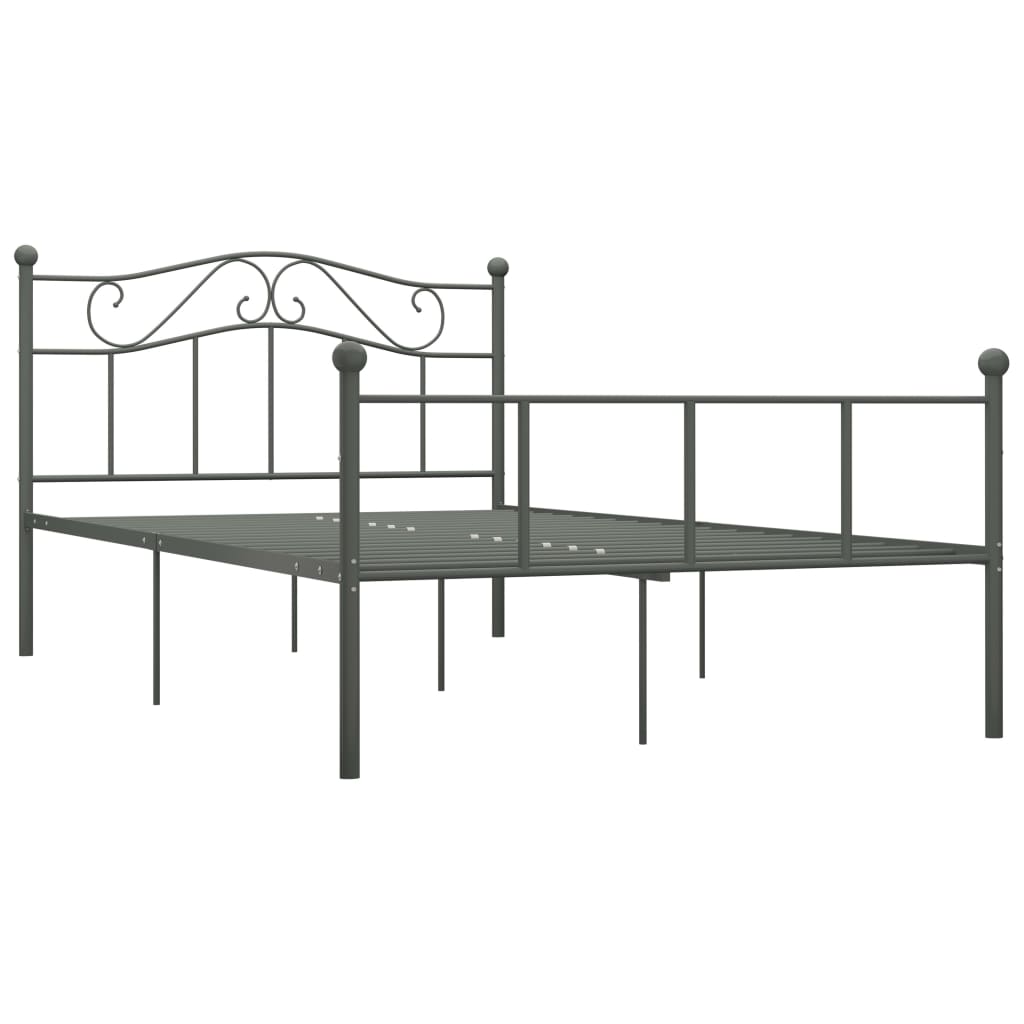 284532 Bed Frame Without Mattress Grey Metal 120X200 Cm