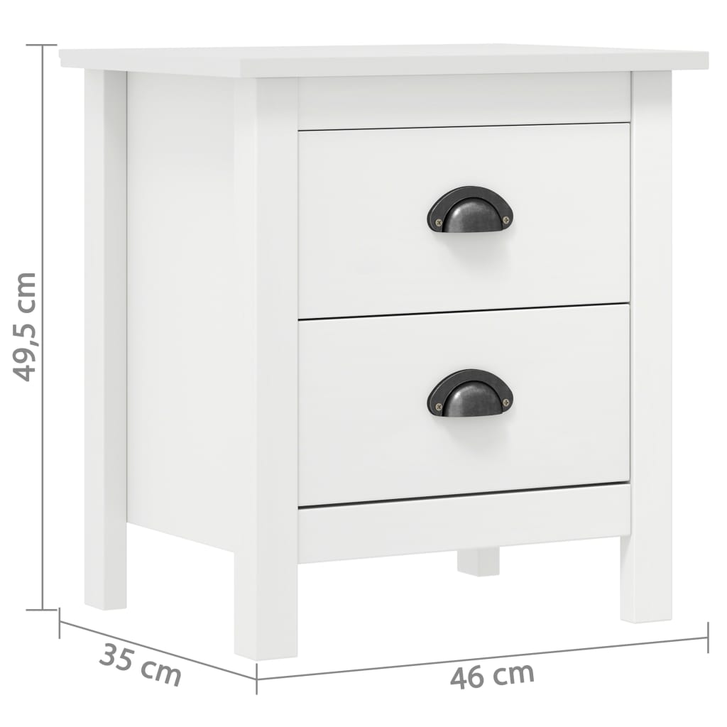 Bedside Cabinet Hill 46X35X49.5 Cm Solid Pine Wood