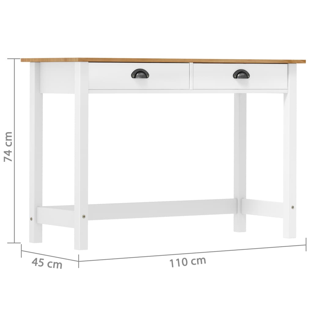 Console Table Hill With 2 Drawers 110X45X74 Cm Solid Pine Wood