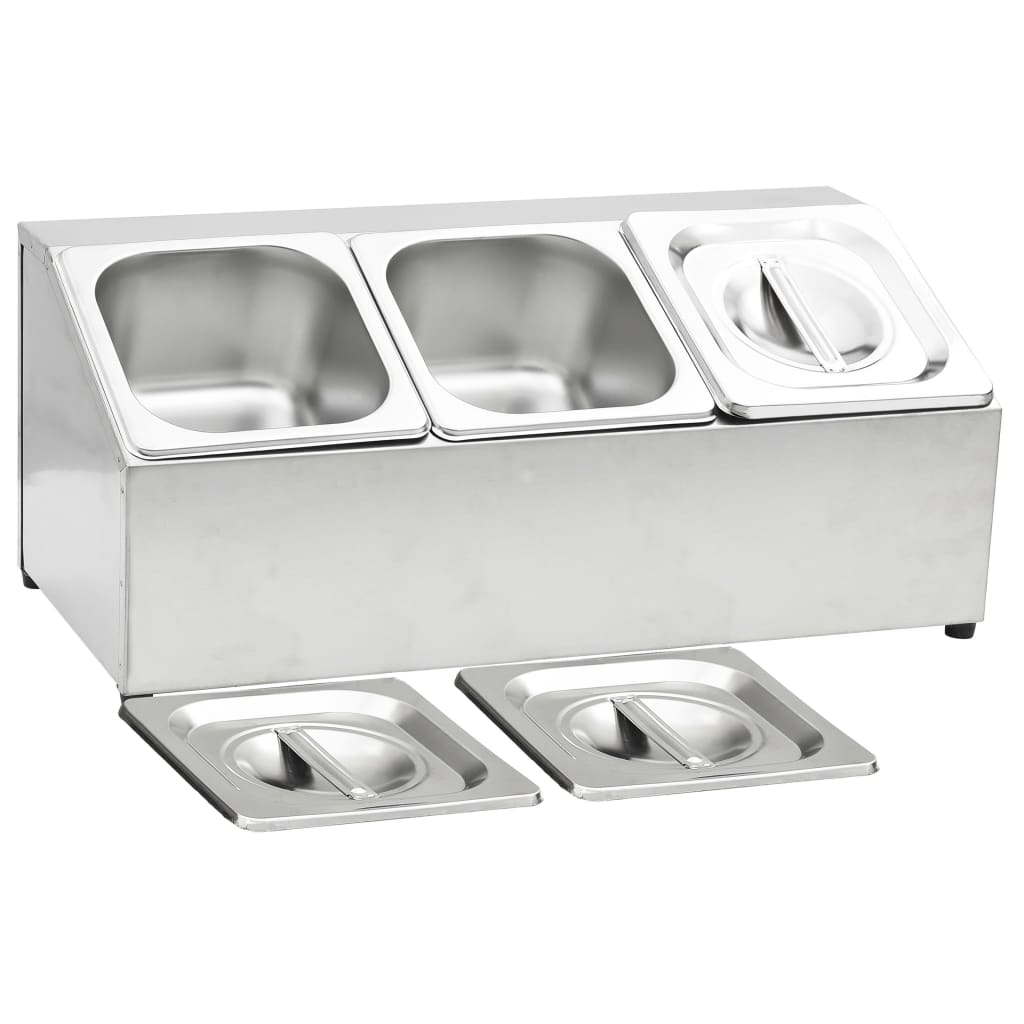 Gastronorm Container Holder With 3 Gn 1/6 Pan Stainless Steel
