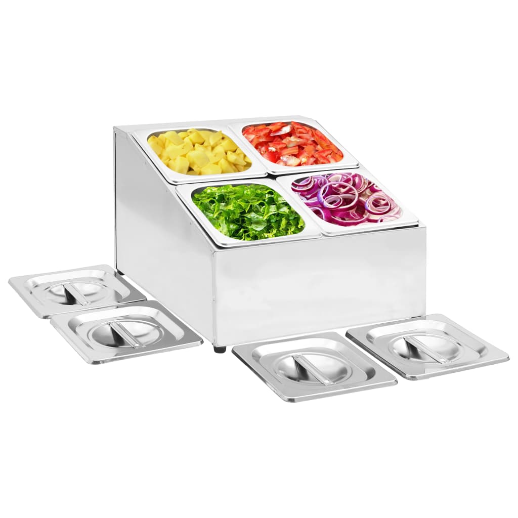 Gastronorm Container Holder With 3 Gn 1/6 Pan Stainless Steel