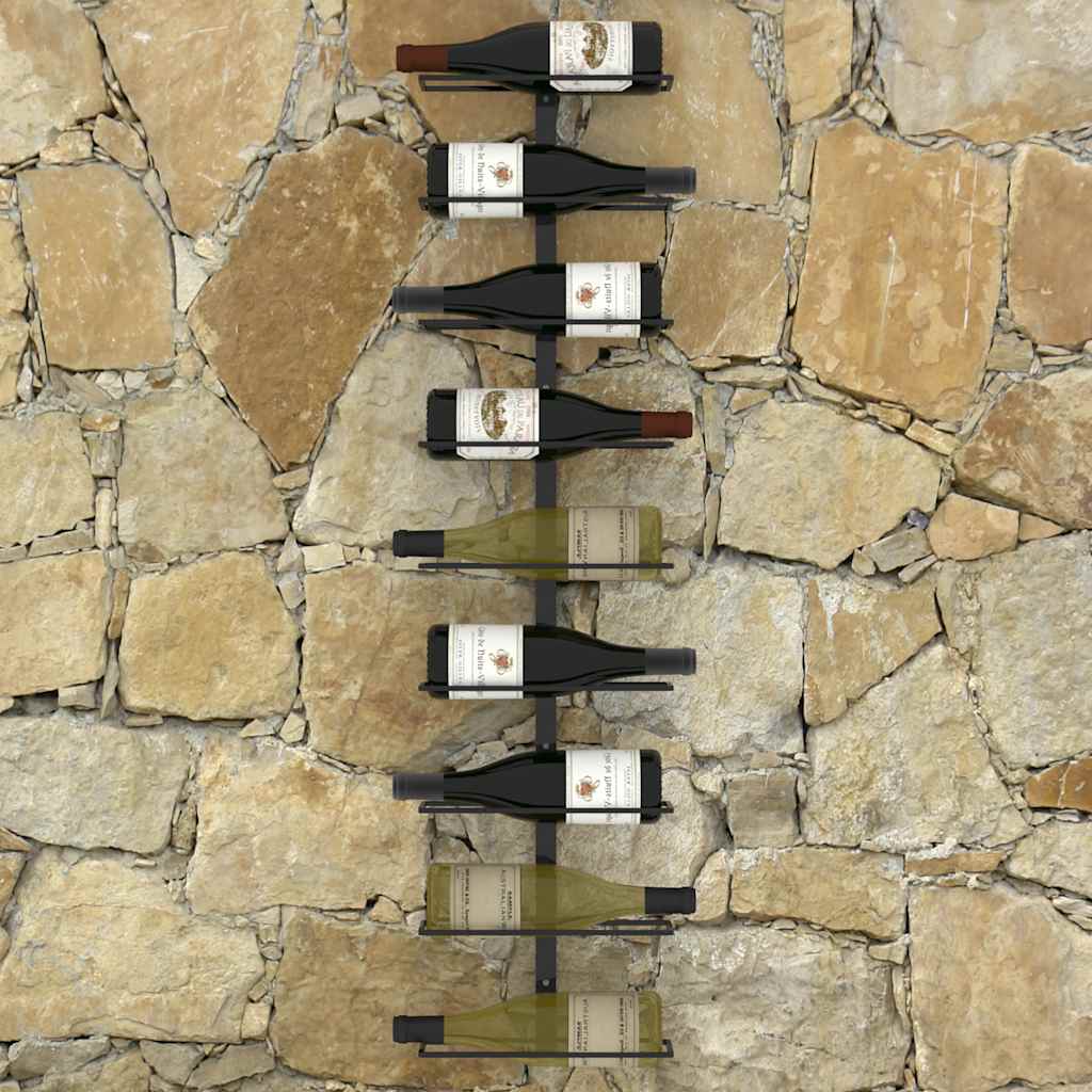 Wall-Mounted Wine Rack For 9 Bottles Iron