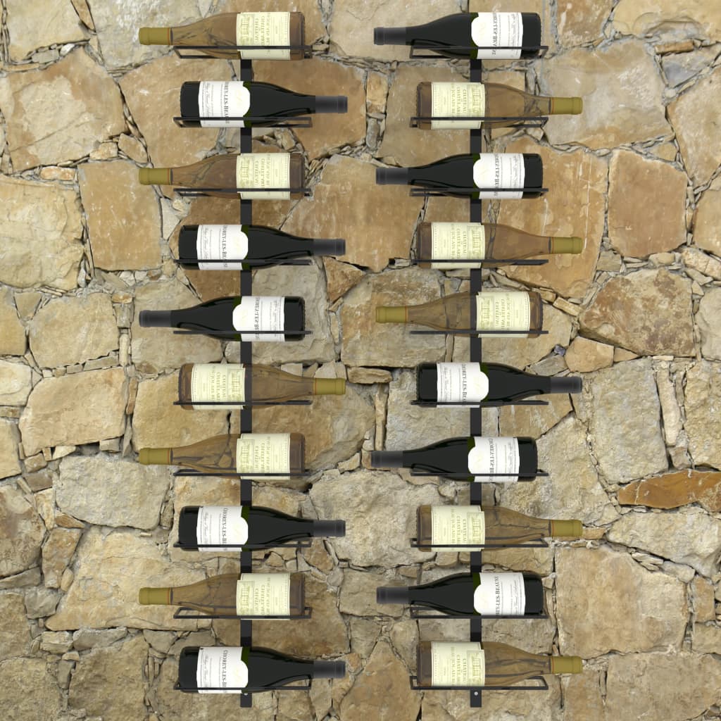 Wall-Mounted Wine Racks For 20 Bottles 2 Pcs Metal