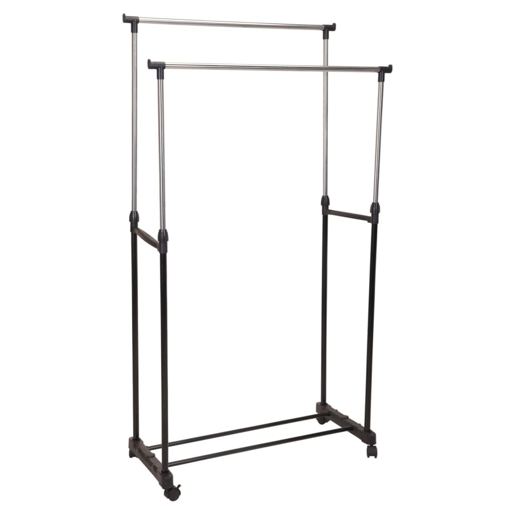 Storage Solutions Clothing Rack Double Hangers With Wheels Adjustable 80X42X(90-160) Cm