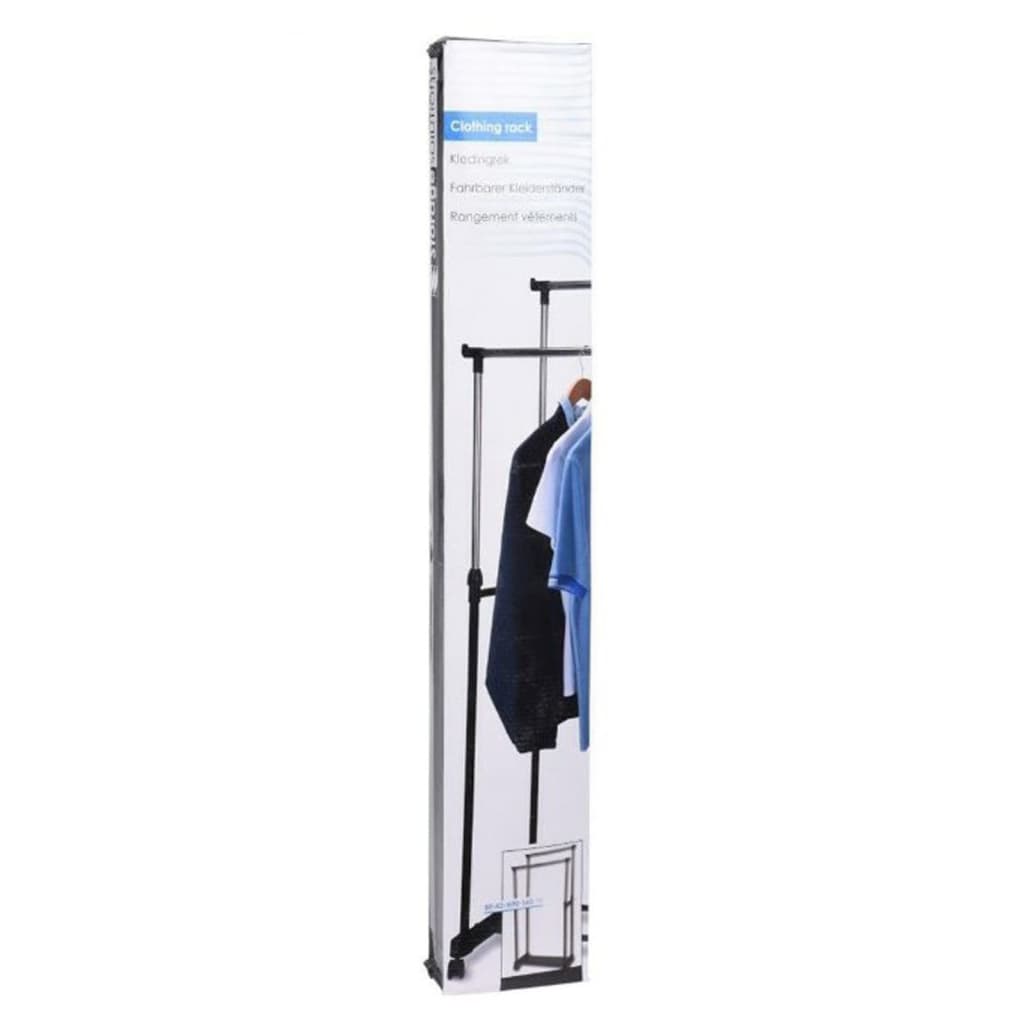Storage Solutions Clothing Rack Double Hangers With Wheels Adjustable 80X42X(90-160) Cm