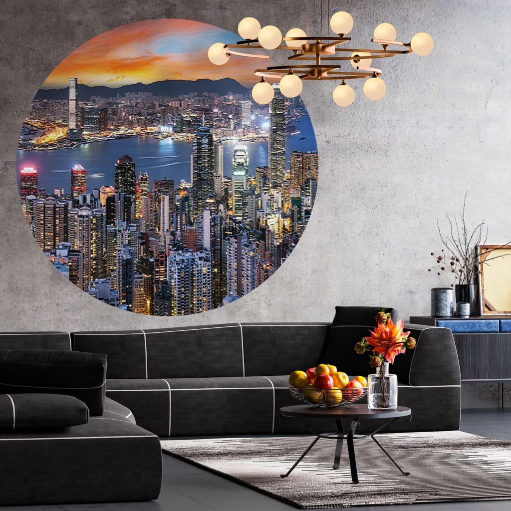 Wallart Wallpaper Circle Skyline By Night 190 Cm