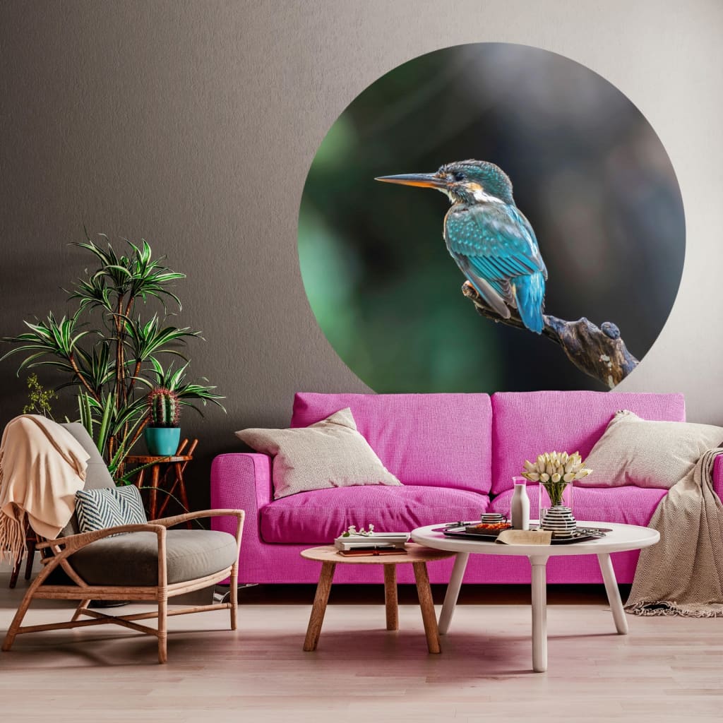 Wallart Wallpaper Circle The Kingfisher 142.5 Cm