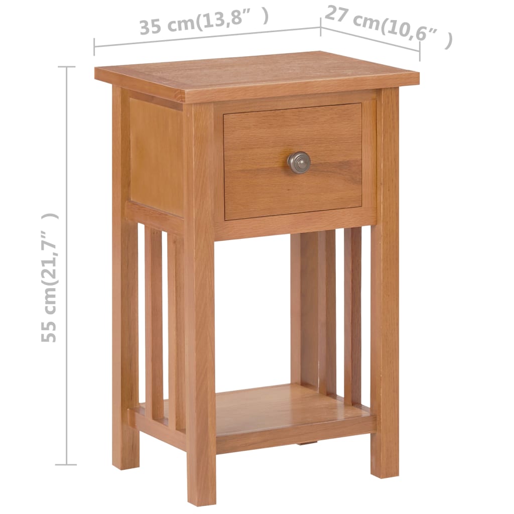 Magazine Table With Drawer 35X27X55 Cm Solid Oak Wood