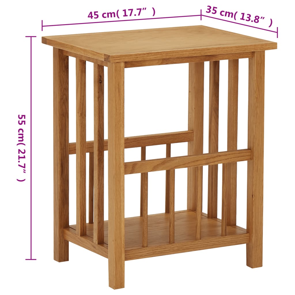 Magazine Table 45X35X55 Cm Solid Oak Wood
