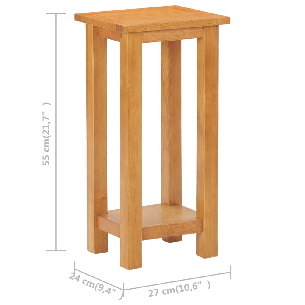 Side Table 27X24X55 Cm Solid Oak Wood
