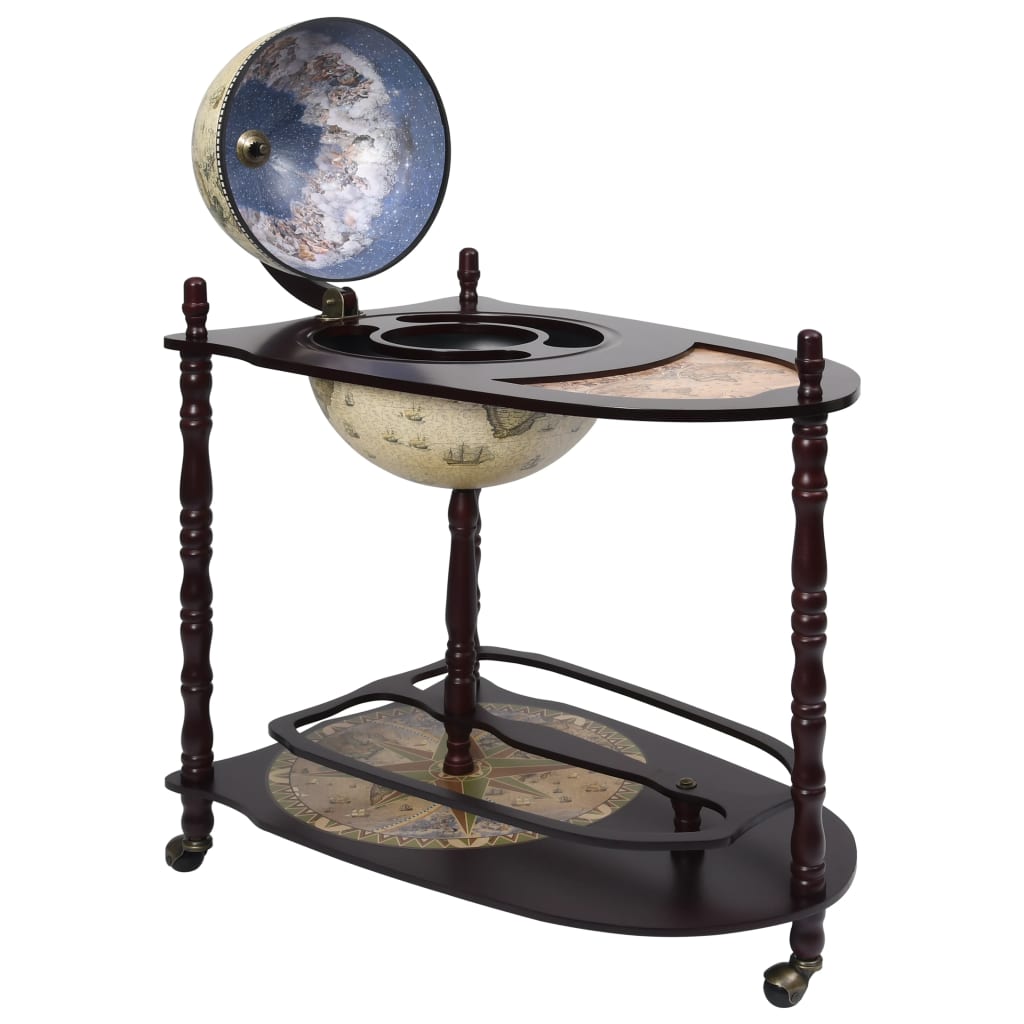 Globe Bar Wine Stand Eucalyptus Wood Freestanding