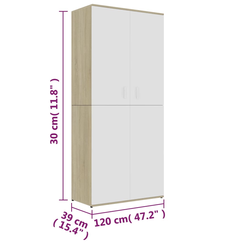 Shoe Cabinet 80X39X178 Cm Engineered Wood