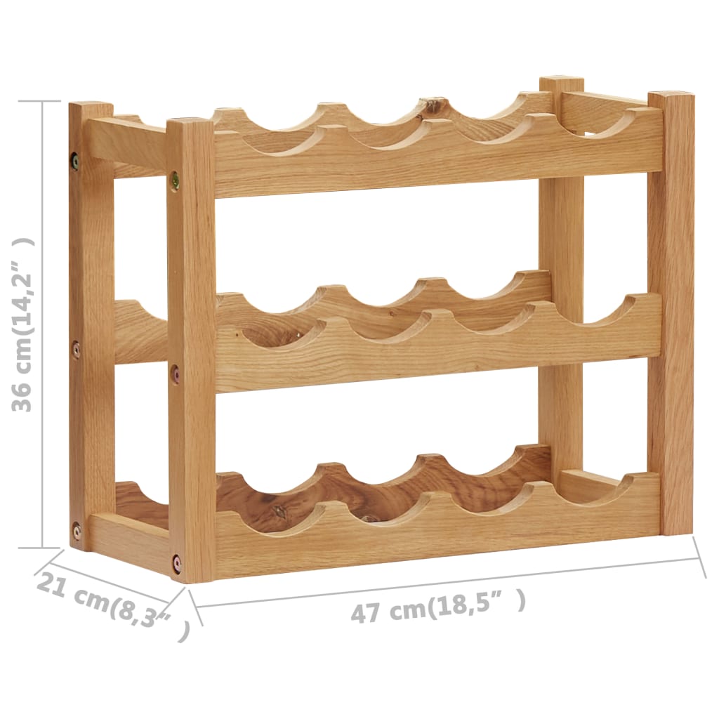 Wine Rack For 12 Bottles 47X21X36 Cm Solid Oak Wood