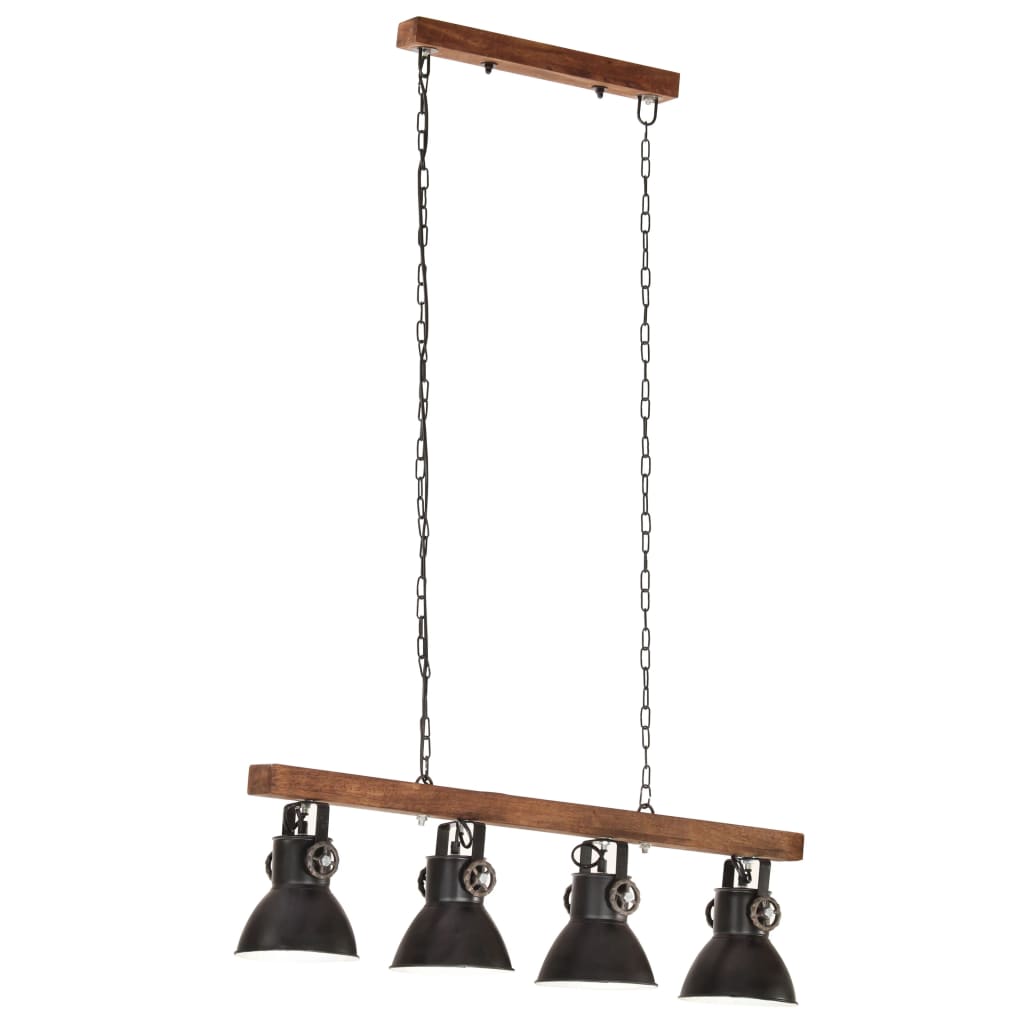 Industrial Ceiling Lamp Black E27 Mango Wood