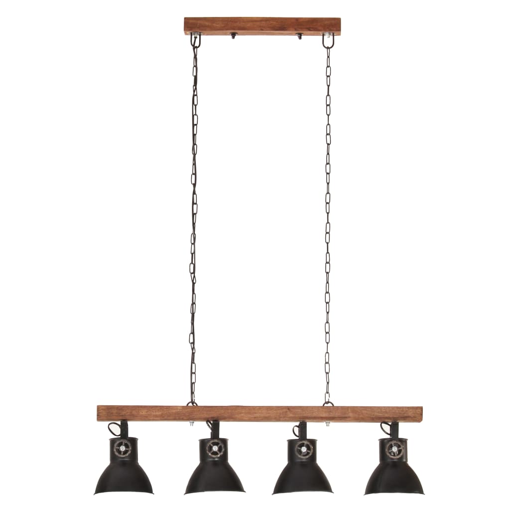 Industrial Ceiling Lamp Black E27 Mango Wood