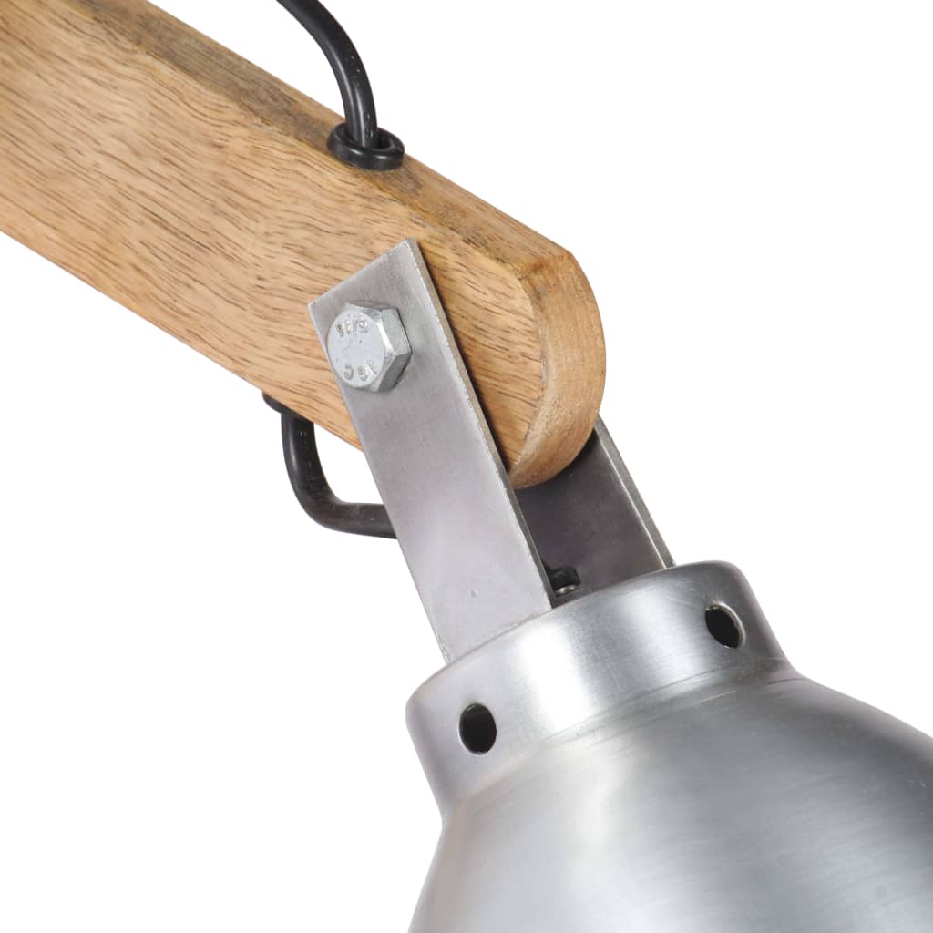 Wall Lamp E27 Silver Solid Mango Wood And Iron