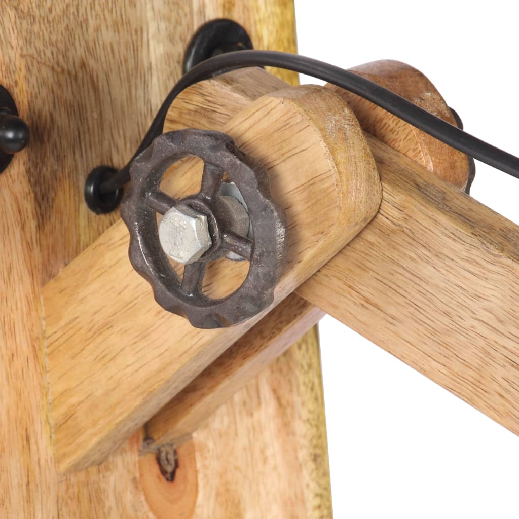 Wall Lamp E27 Silver Solid Mango Wood And Iron