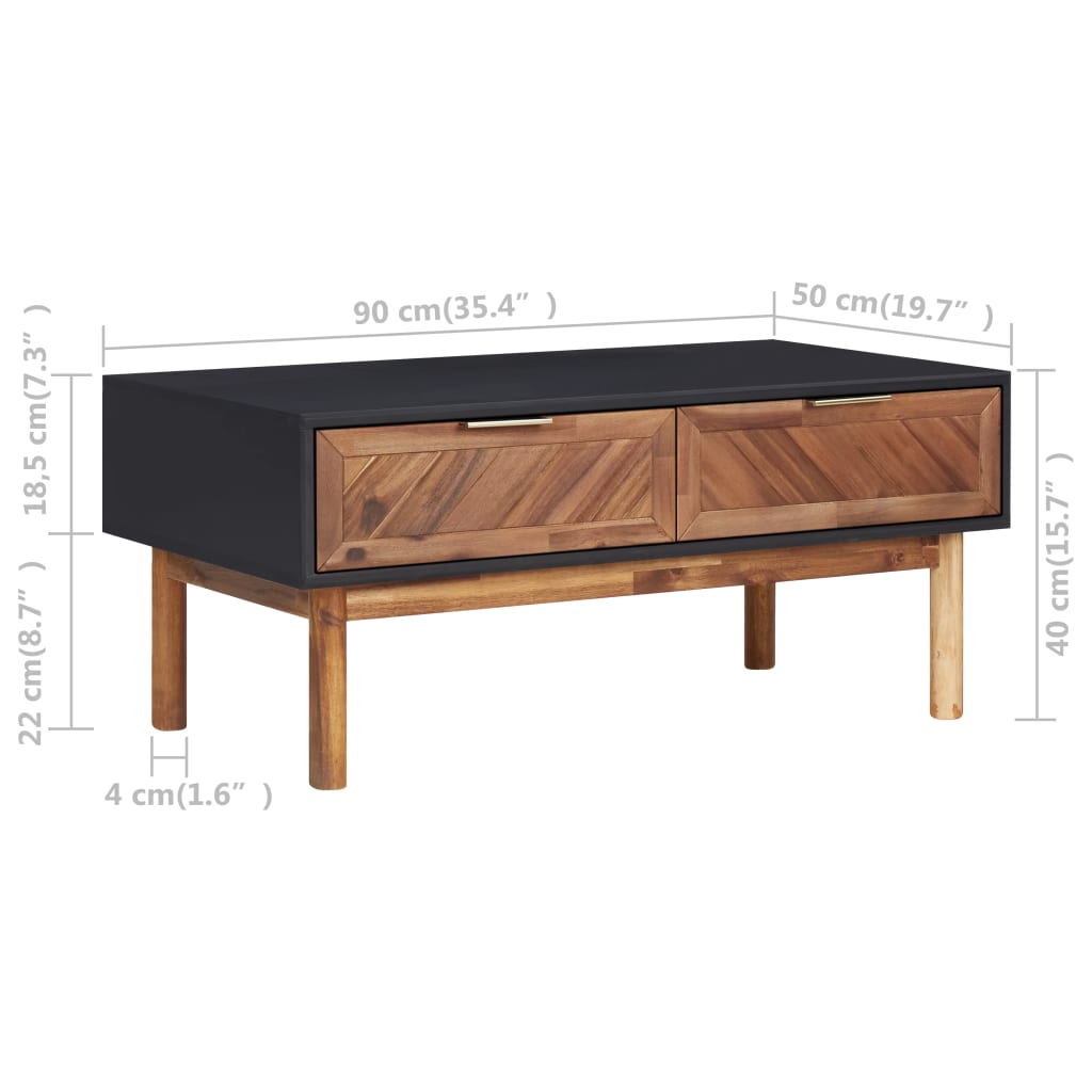 Coffee Table 90X50X40 Cm Solid Acacia Wood And Mdf