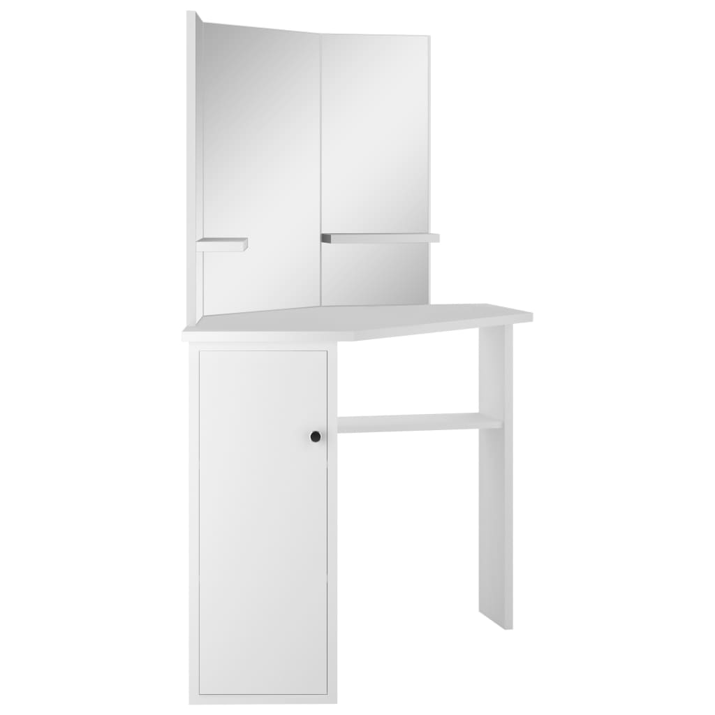 Corner Dressing Table Cosmetic Table Make-Up Table White