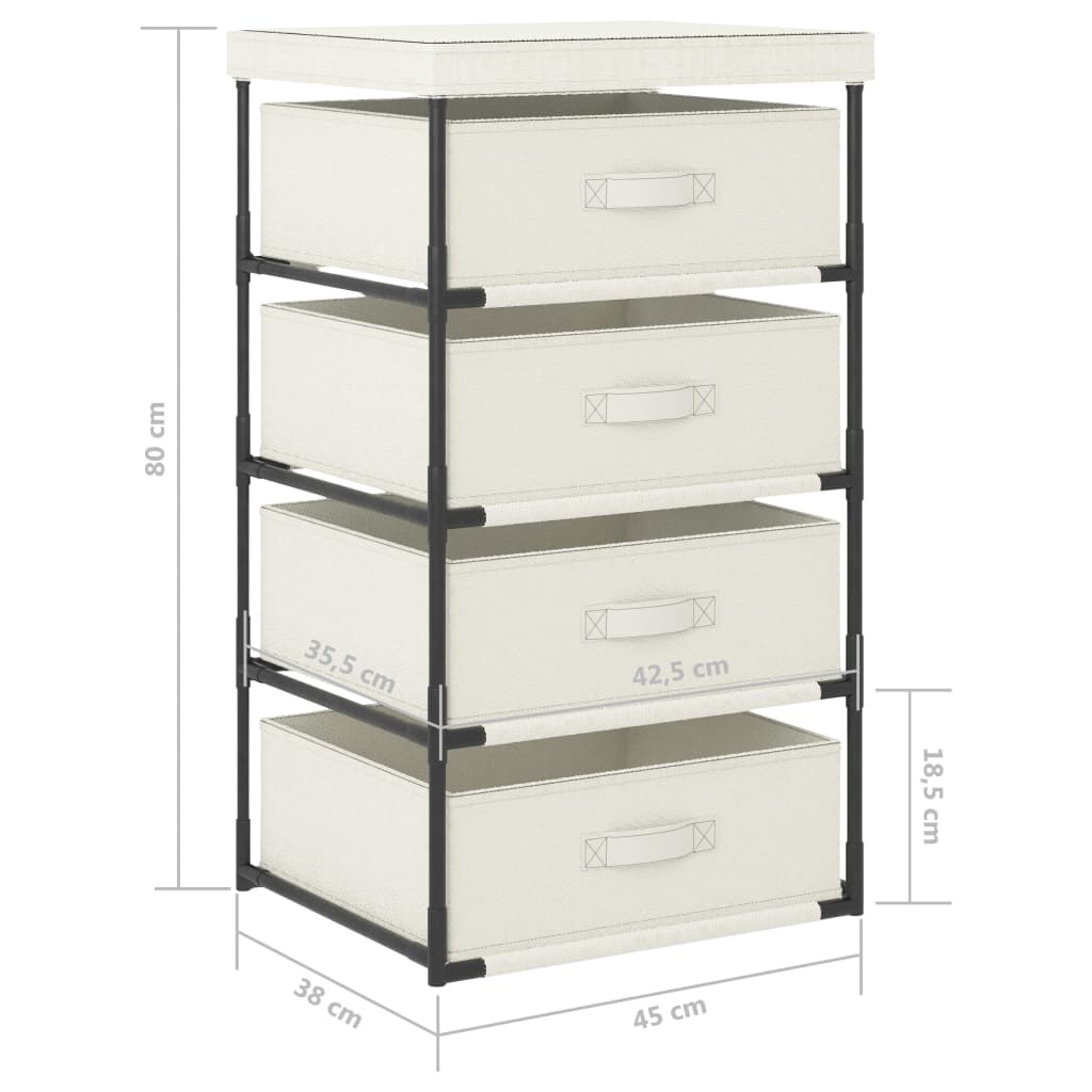 Storage Rack With 4 Fabric Baskets Steel