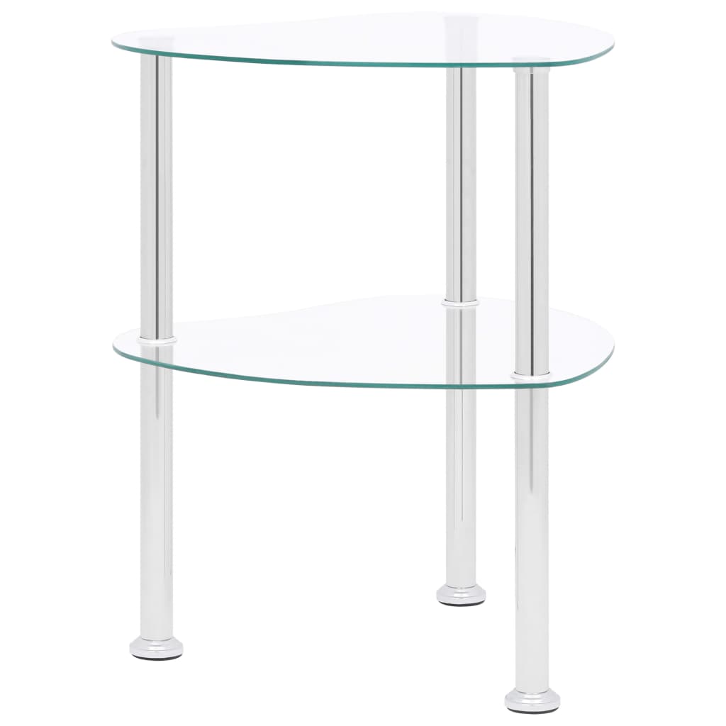 2-Tier Side Table 38X38X50 Cm Tempered Glass