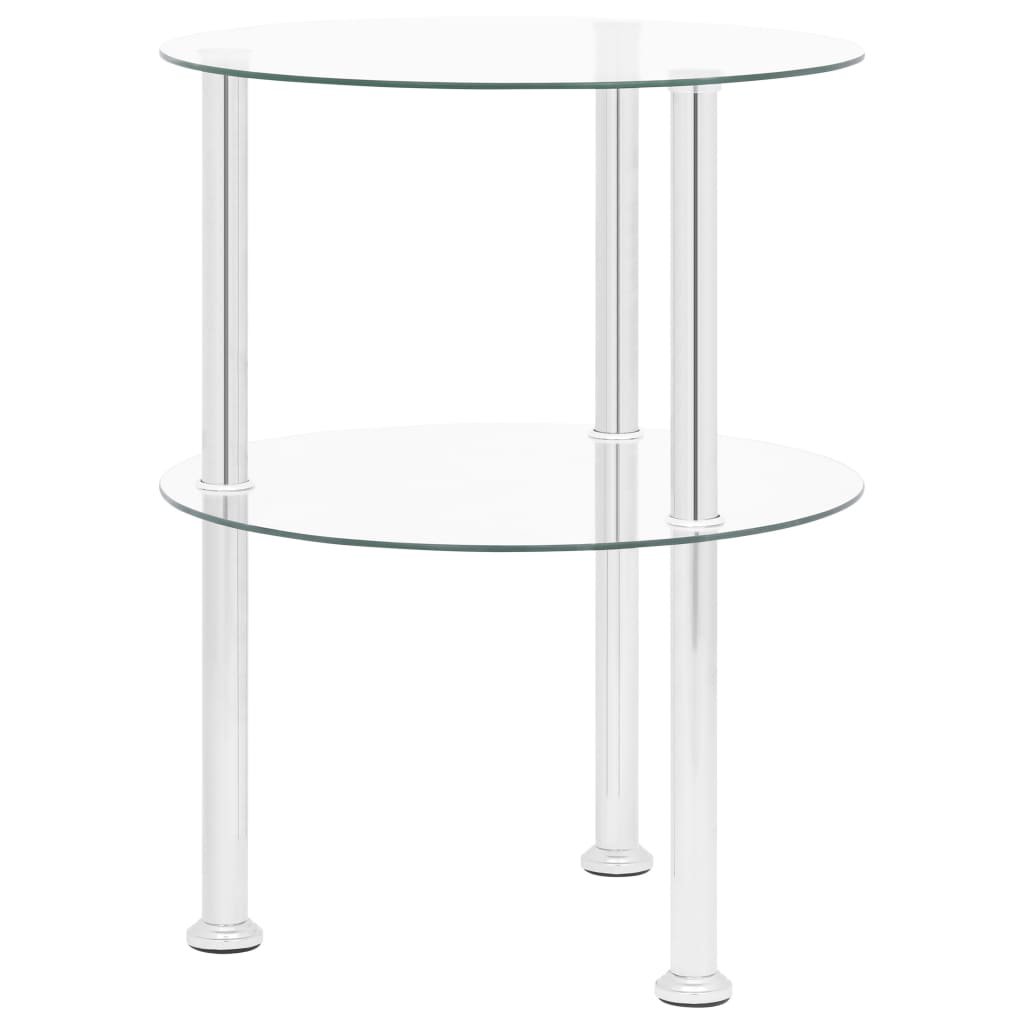 2-Tier Side Table 38X38X50 Cm Tempered Glass