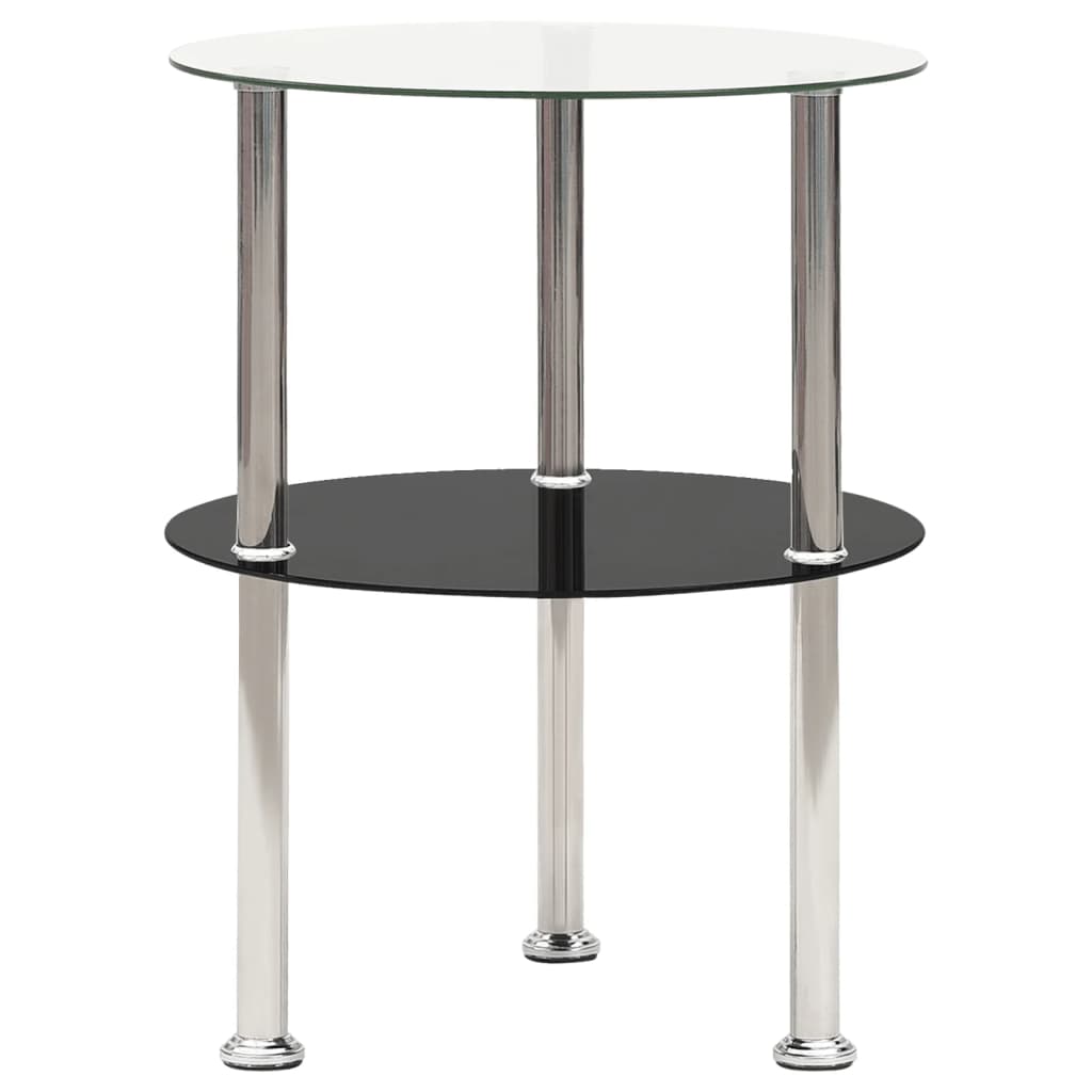 2-Tier Side Table 38X38X50 Cm Tempered Glass