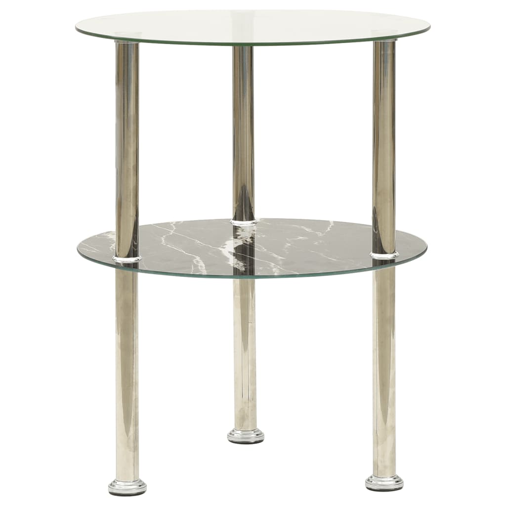 2-Tier Side Table 38X38X50 Cm Tempered Glass