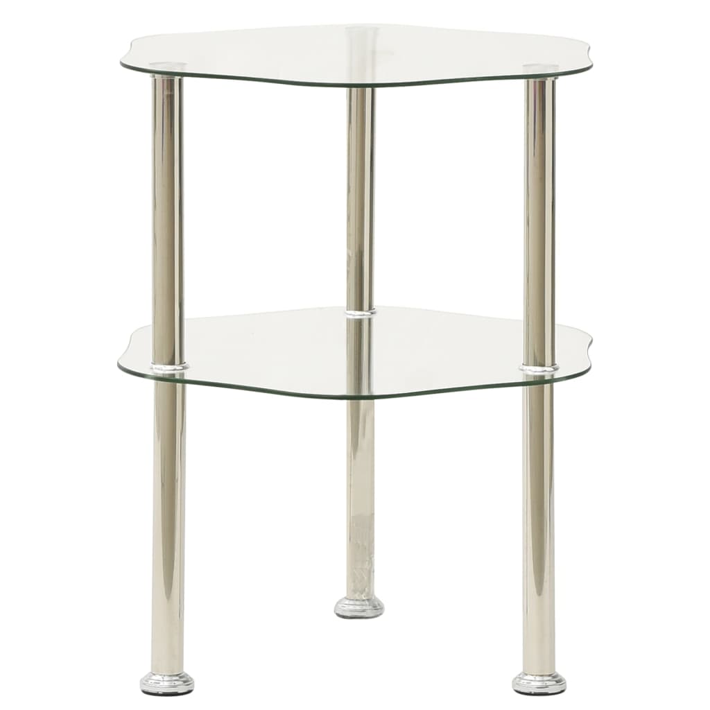 2-Tier Side Table 38X38X50 Cm Tempered Glass